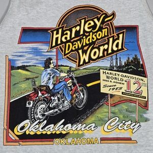 VTG 1999 Harley Davidson World Oklahoma City Biker Graphic Tank Top Size Large